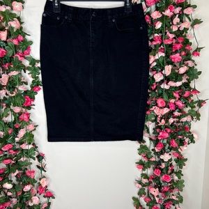 Lauren Ralph Lauren Black Denim Jean Skirt Womens 4P Petites Midi Casual
